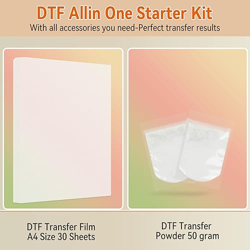 Miniatura 2 de Película de transferencia DTF: película Prime Vinyl DTF para sublimación, 30 piezas de papel de transferencia DTF con polvo DTF, apto