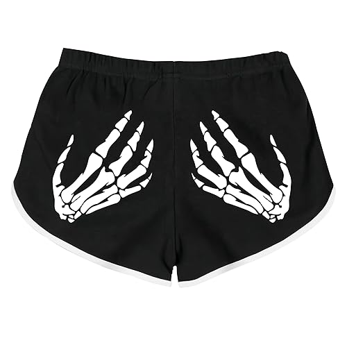 Hands Dolphin Shorts Y2K Booty Shorts Funny Goth Shorts - XX-Large - Black
