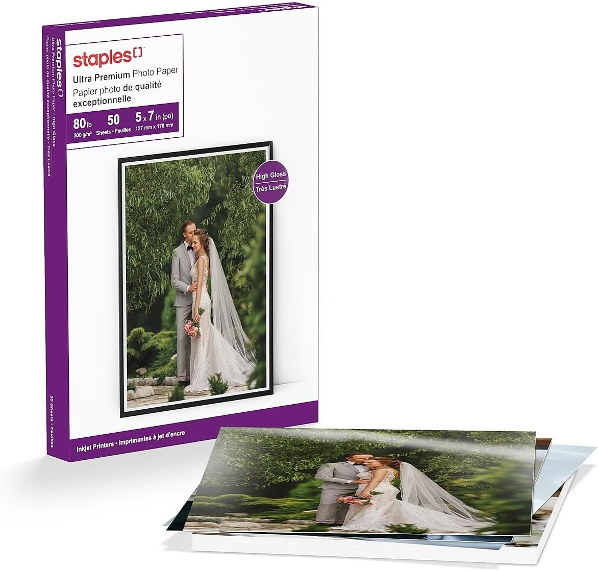 Staples Supreme Glossy Photo Paper, 5" x 7", 50/Pack, For Everyday Use at Home or Office