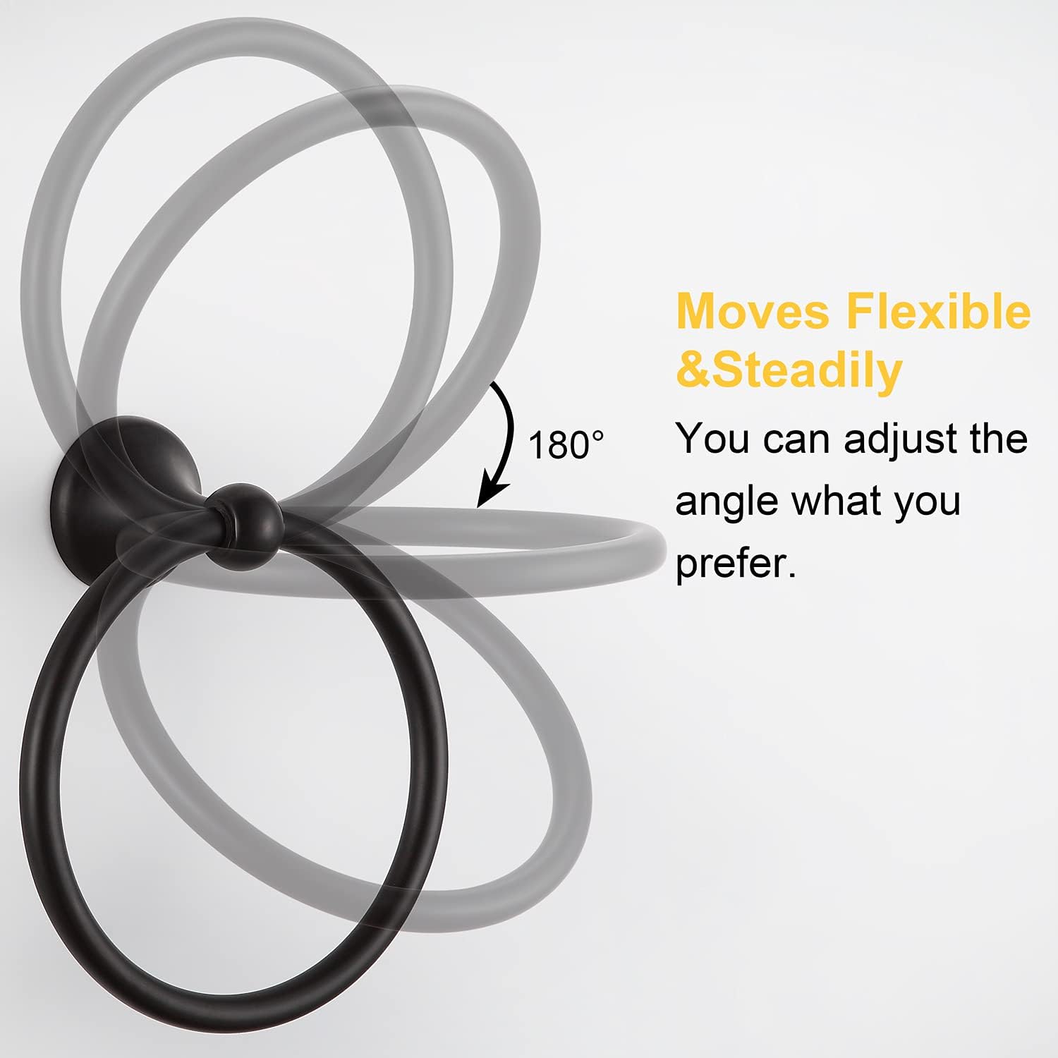 Wall Mounted Classical Design Round Towel Ring for Bathroom (Black) : Tools & Home Improvement