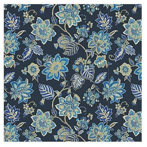 Stitch & Sparkle 45' 100% Cotton Floral Sewing & Craft Fabric by The Yard, Navy