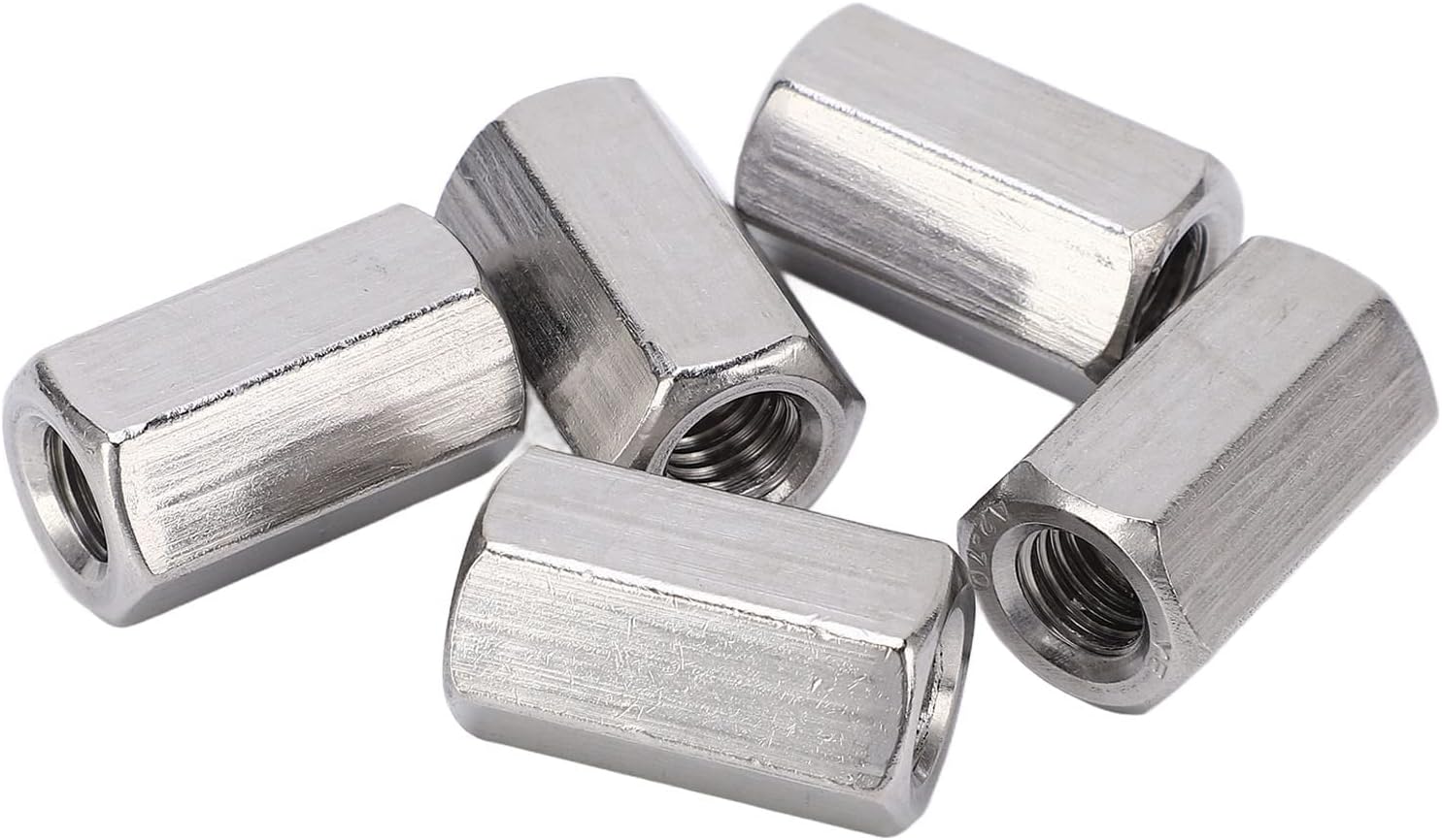 5 Pcs M10 Hex Coupling Nuts Stainless Steel Rust Resistant Secure Threaded Rod Connectors Heavy Duty for DIY Projects and