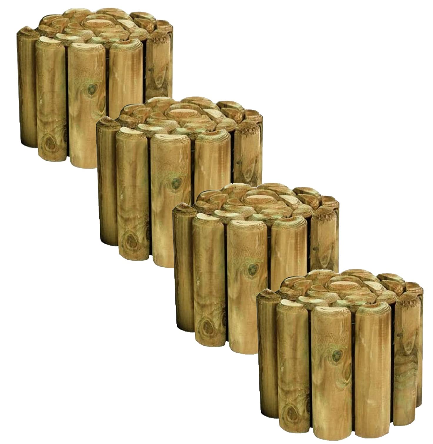 Buy GBS Large Wood Wooden Outdoor Log Roll Border Fence Fencing 1.8m