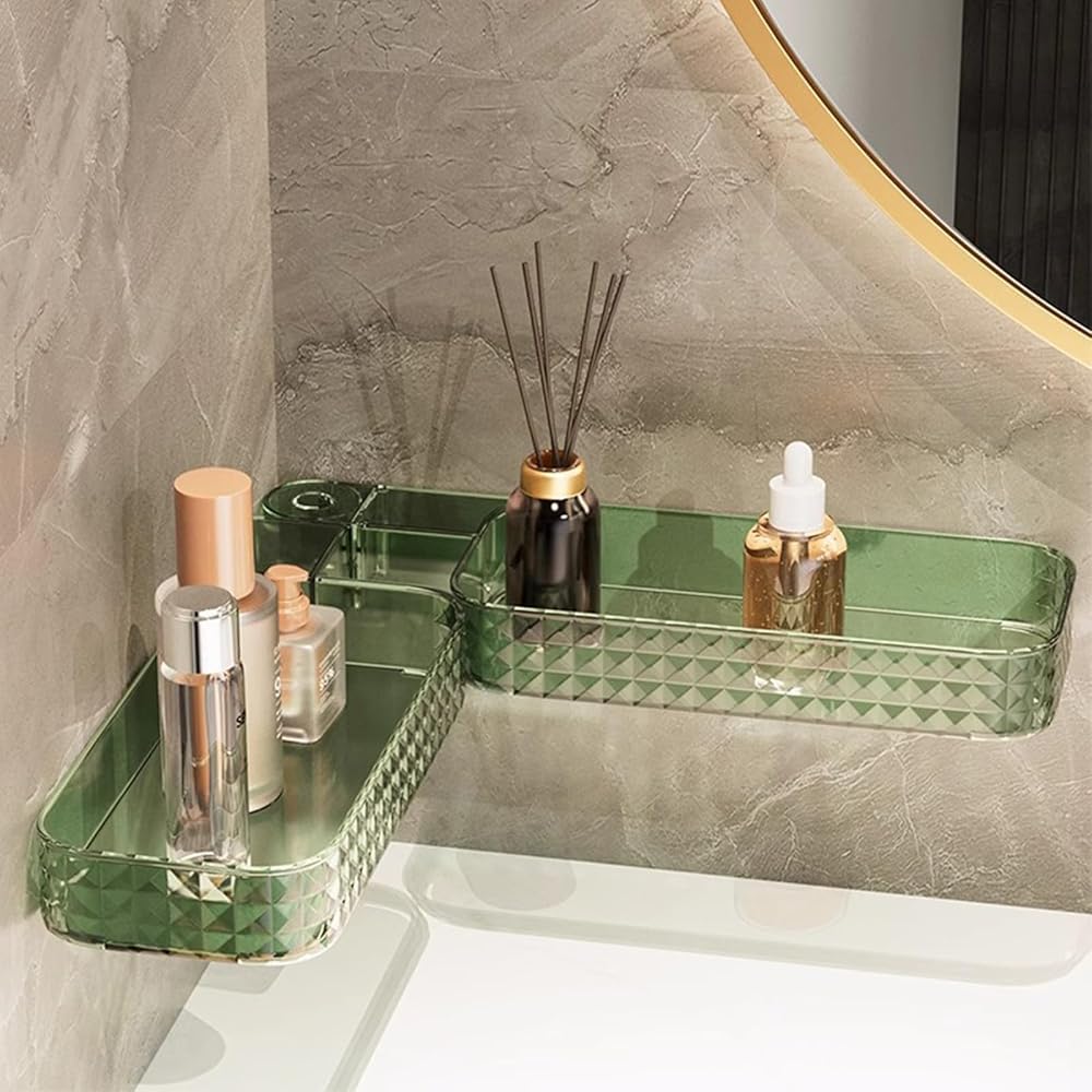 Étagère pliable en forme de U et rotative pour angle de douche