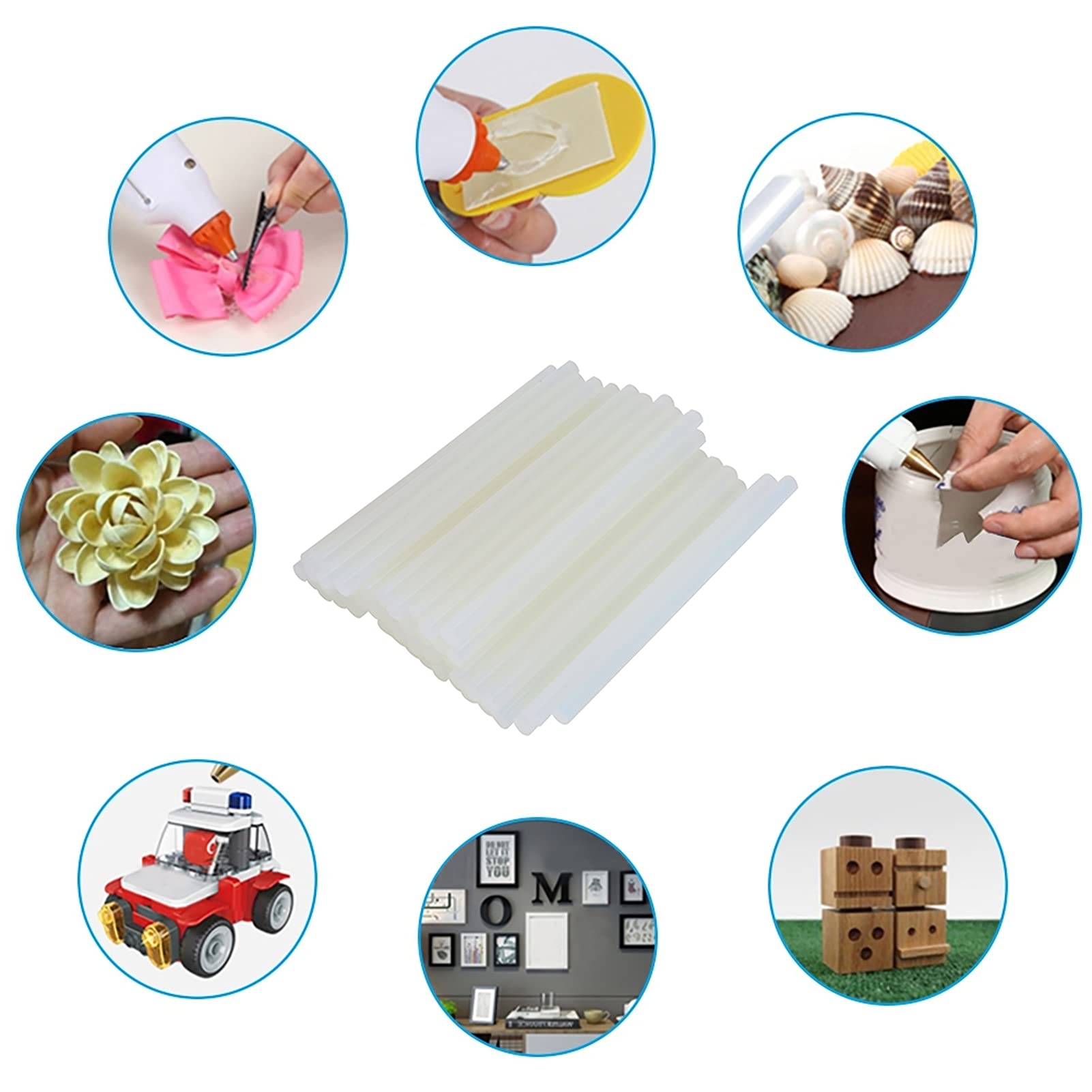 50 Bastoncini di colla a Caldo, Super colle Fai da Te, Bastoncini Trasparenti Ad Alta Viscosità Per Artigianato, Abbigliamento, Decorazioni, Giocattoli(11×220mm)