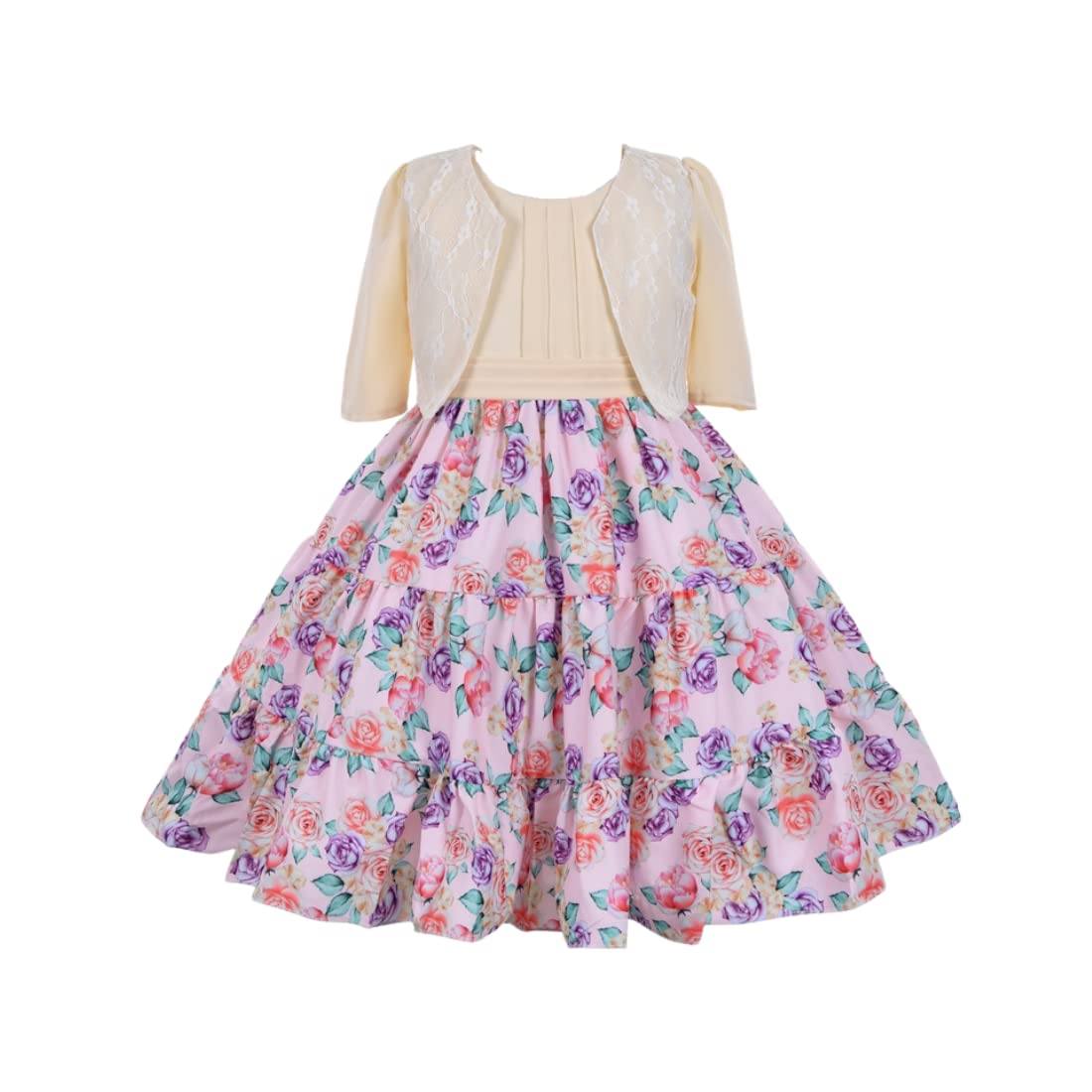 Cosplay Life Elegant Flower Dress for Girls Young Adult Fashion Bow Flower Waistline Kids Party Festival Ages 5-9 Years Old (Pink, 7yrs) — view 39