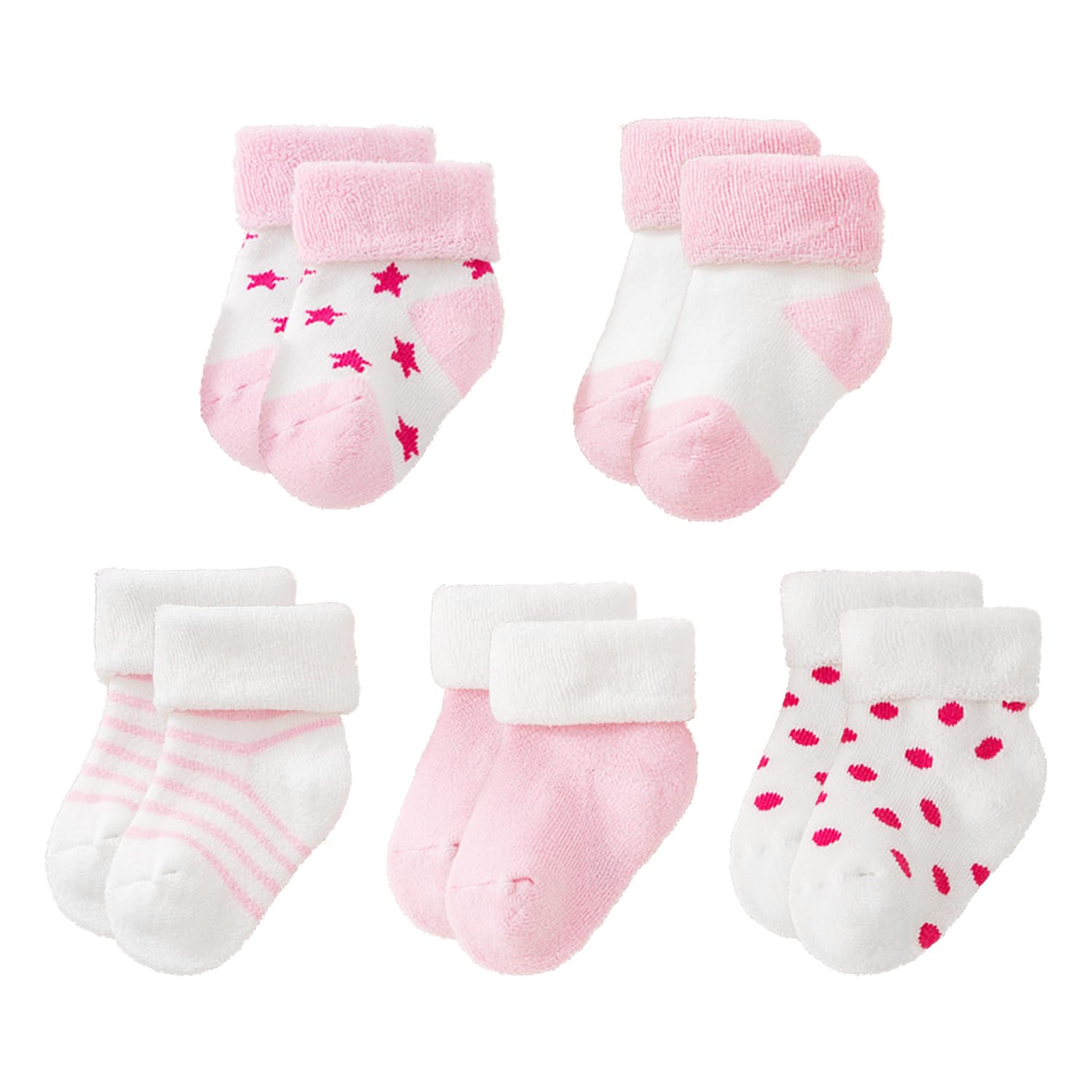 Calzini Neonato Unisex A Maglia Con Faccia Di Orsetto Sorridente - Rosa, Taglia 9-15 Mesi (Lunghezza Piede 14 Cm)