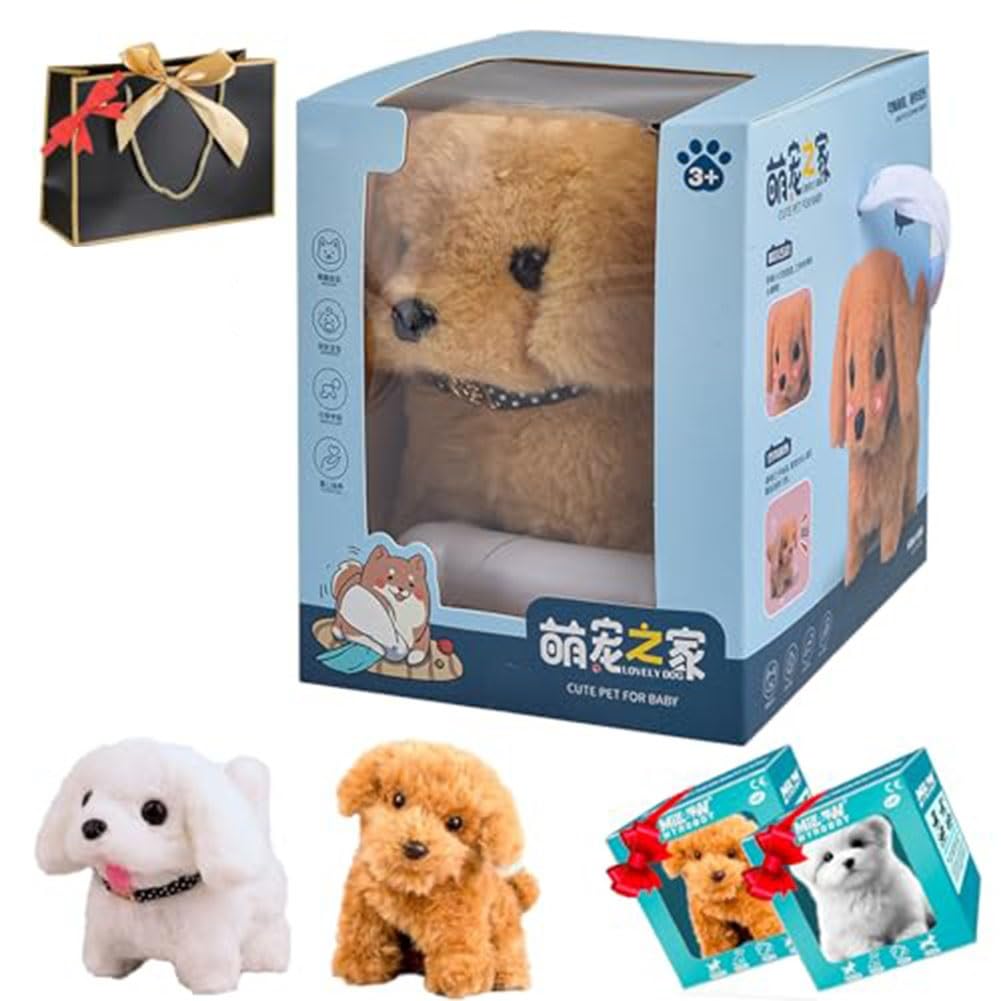 Milow Robot Puppy,Milow - My Realistic Robot Puppy,Plush Toy Dog Robot Puppy,Interactive Plush Pet Kids Toys,Walking Dog Toy,Battery Realistic Barking Dog Toy Electronic Pets Gift for Girls Boys(Golde