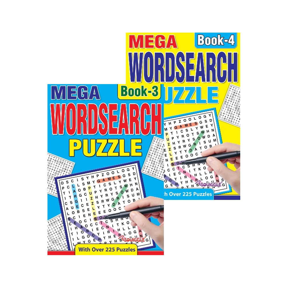 A5 Mega Wordsearch Books Set of 2, Word Search Brain Teaser Travel Puzzle Book