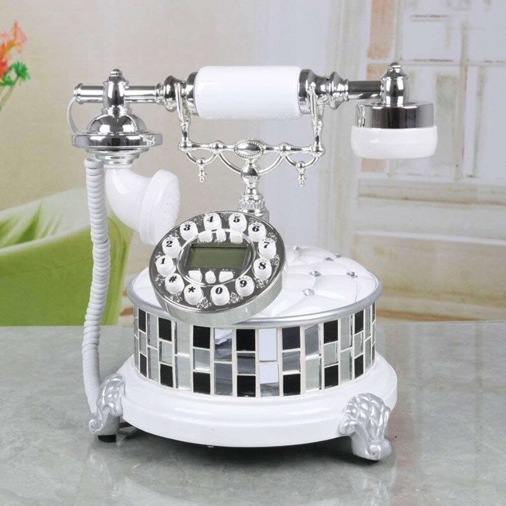 Telefon stacjonarny w stylu retro， Żywiczny Telefon Przewodowy Czarno-Biały 25x26x25cm