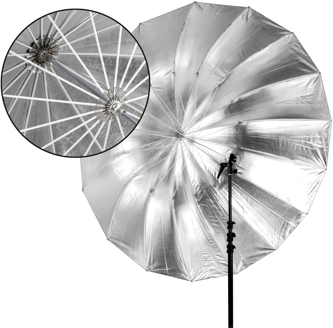 Glow Easy Lock Large Deep Silver Fiberglass Umbrella (51")