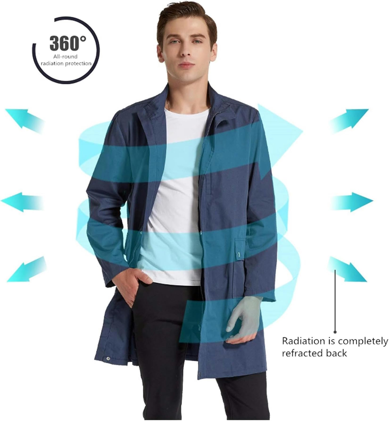 XENITE Combinaison De Protection Contre Les Radiations De Blindage EMF sous-Station De Station De Base GSM Et Protection Contre Les Rayonnements Électromagnétiques De Communication,Light Blue,XXL