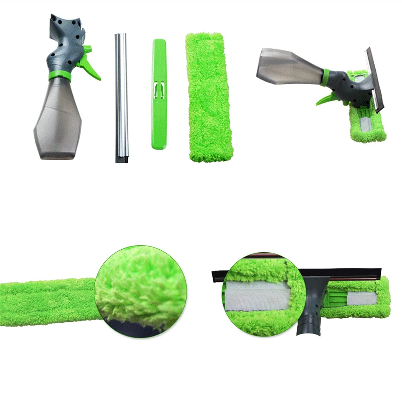 Kit di strumenti per tergivetri con tergivetro e testina per rondella in microfibra Strumenti per la pulizia della casa per forniture per la casa di finestre di casa (Color : White)