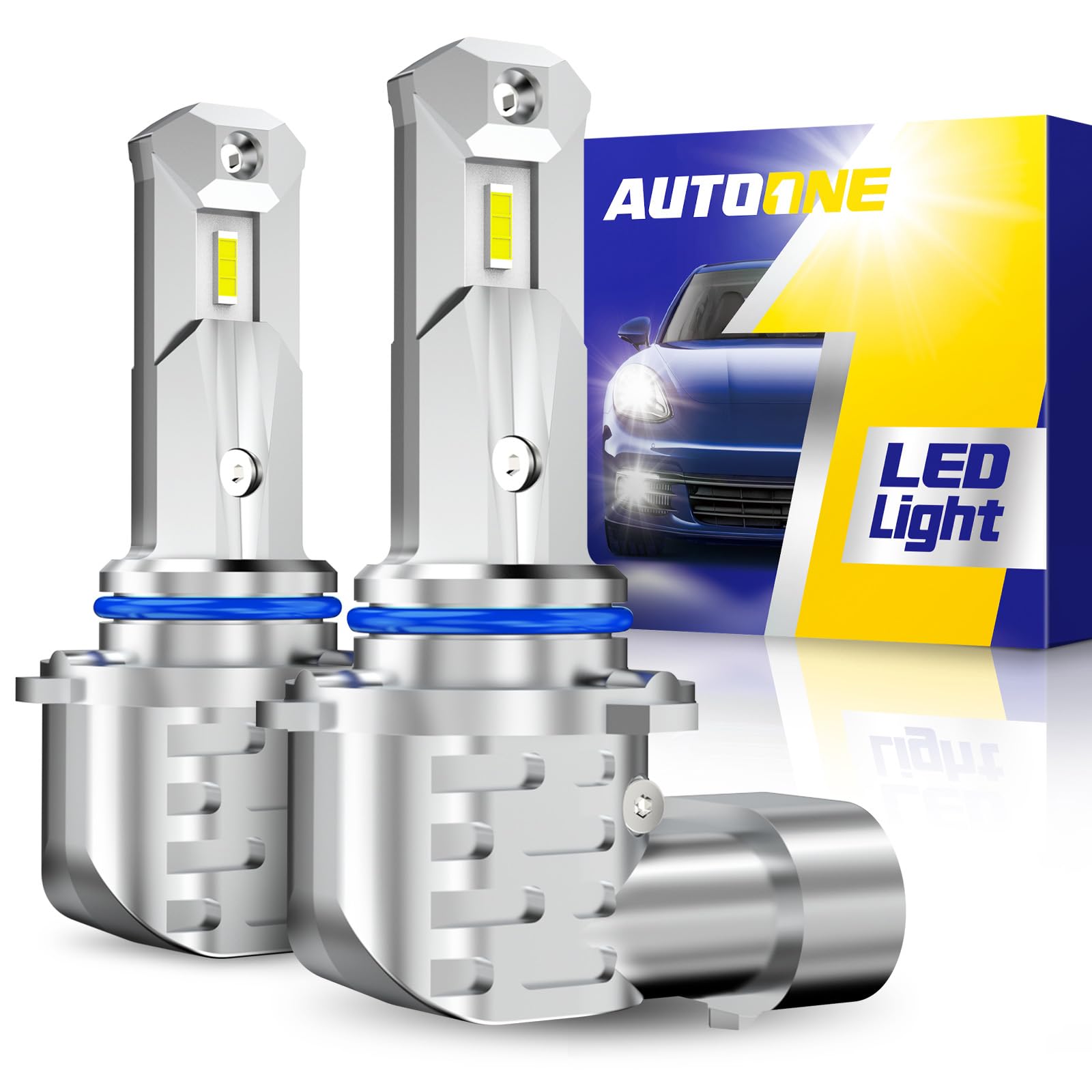 AUTOONE HB3 9005 Light Bulbs, Fanless No Flicker 40000LM 6000K Fog Lights Canbus, 10YR Lifespan, Pack of 2 9005/ HB3