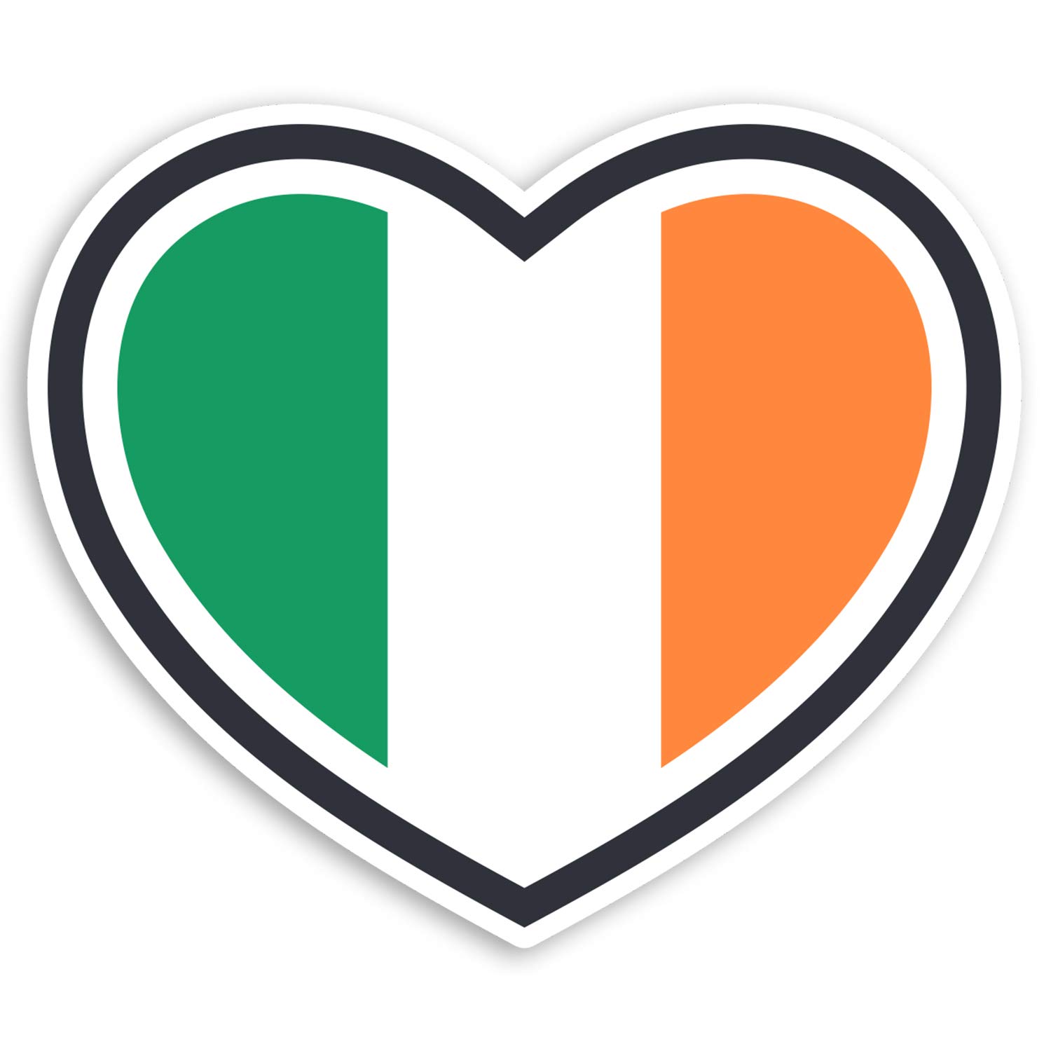 Destination Vinyl Ltd Multi 2 X 10Cm Irish Flag Heart Vinyl Stickers - Ireland Travel Luggage Sticker #30988 (10Cm Wide)