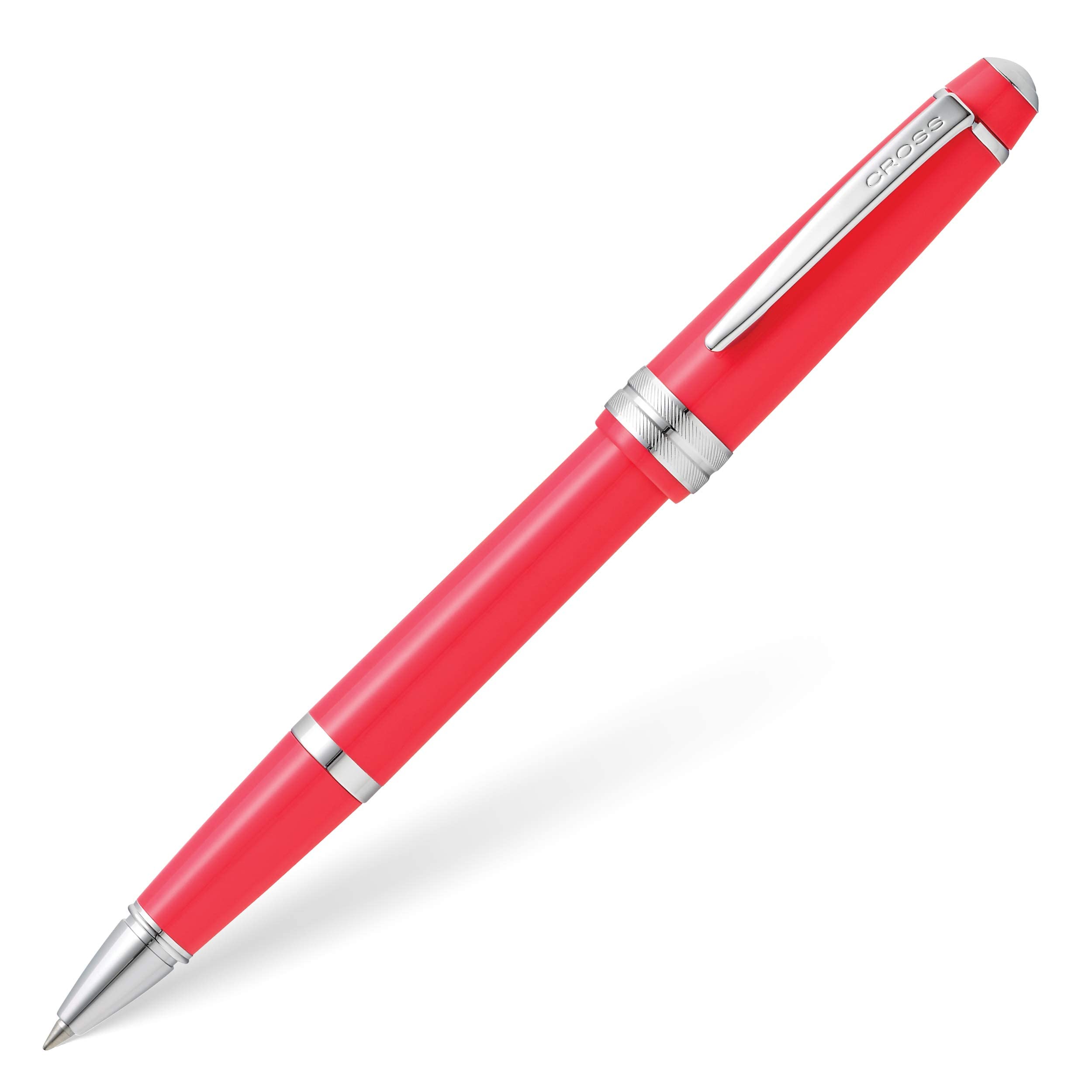 Cross Bailey Light Polished Coral Resin Rollerball Pen Incl. Premium Gift Box - Refillable Medium Gel Ink Rollerball, Glossy Coral
