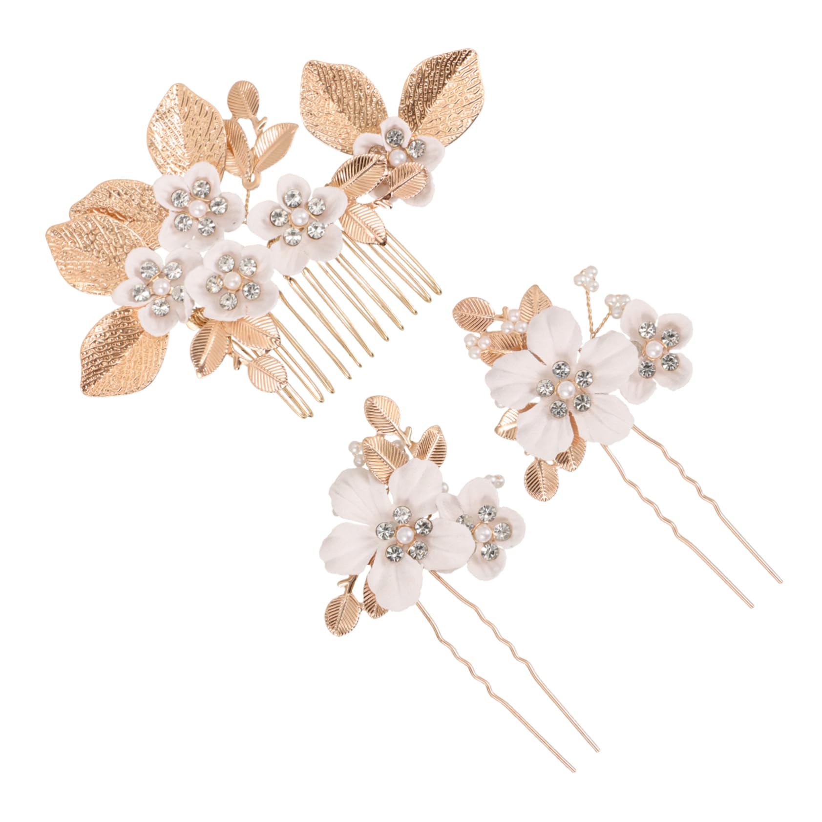Didiseaon 4 Set Pettine per con foglie e fiori matrimonio sposa Tiara forcine decorative copricapo per la decorazione di nozze accessori per floreali plastica