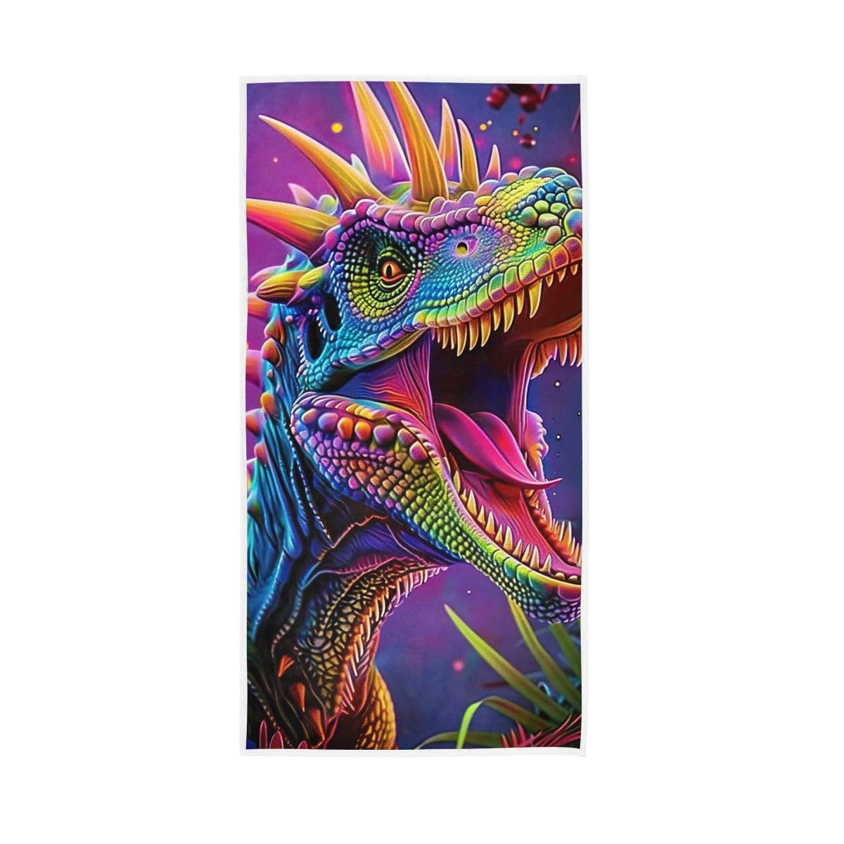 LSRCPD Colorful Dino Purple Hand Towels Cotton Absorbent Soft Decorative Towel for Bathroom 15 x 30 Inch