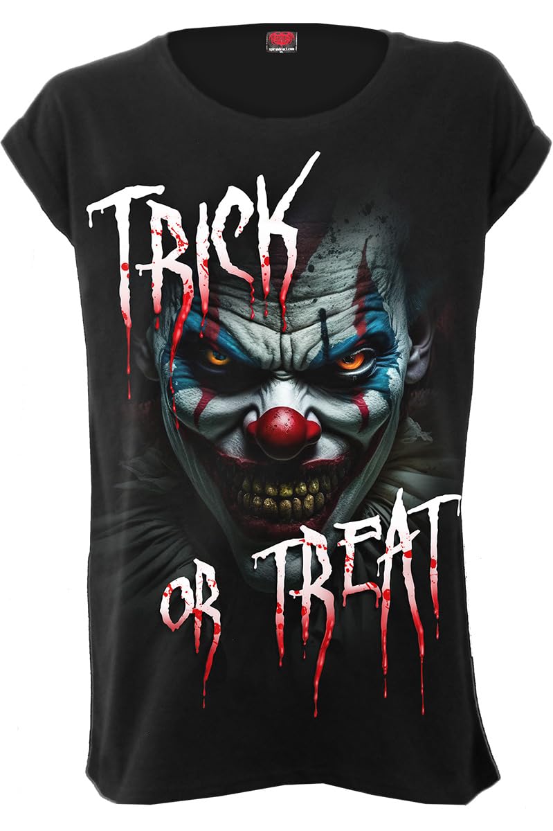 Spiral - Trick Or Treat - Turnup Sleeve Loosefit Tee - XL Black