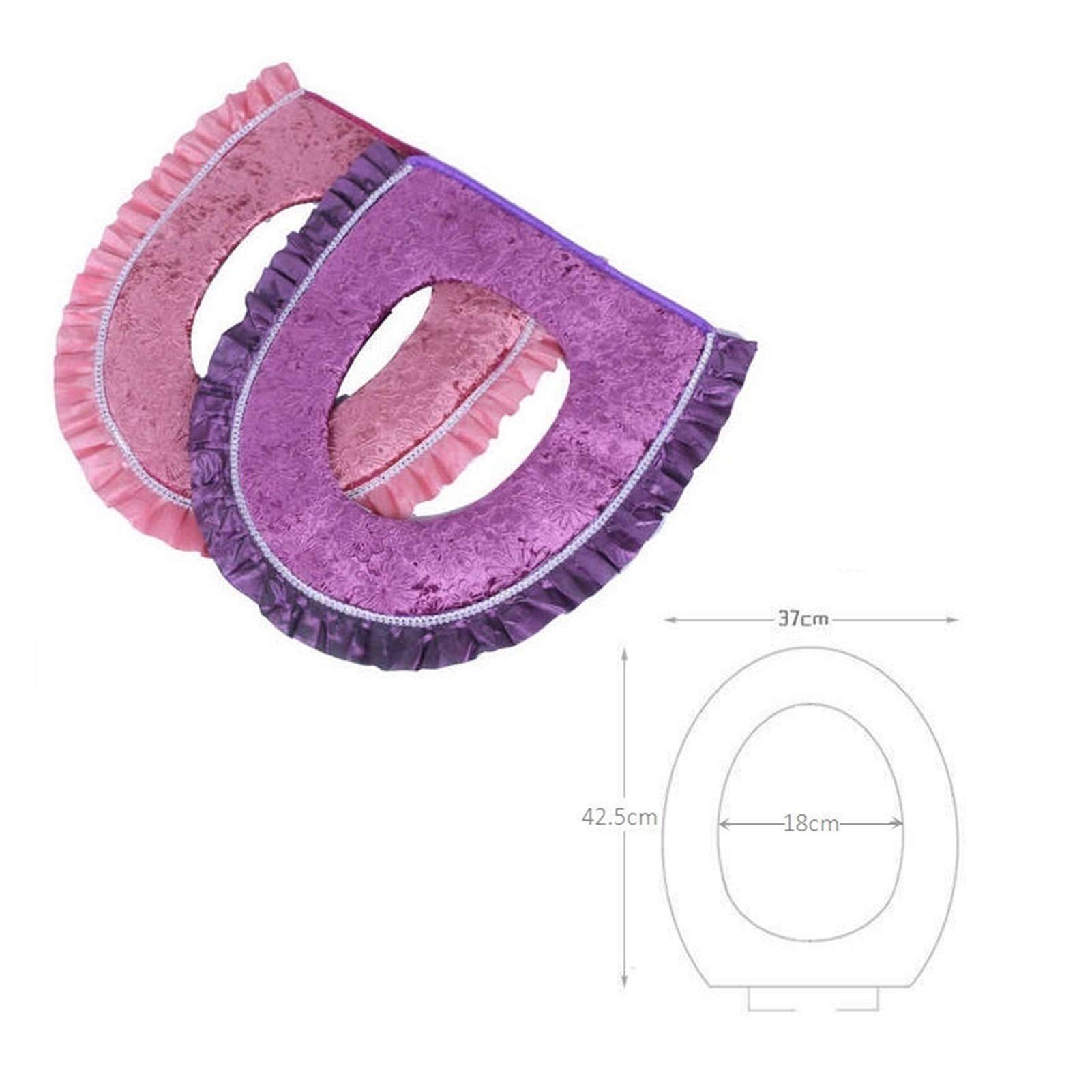 Lot De 3 Housses De Toilette En Dentelle Beige Brodée Fleurs - Pour Siège Et Réservoir, Doux, Chaud, Fermeture éclair