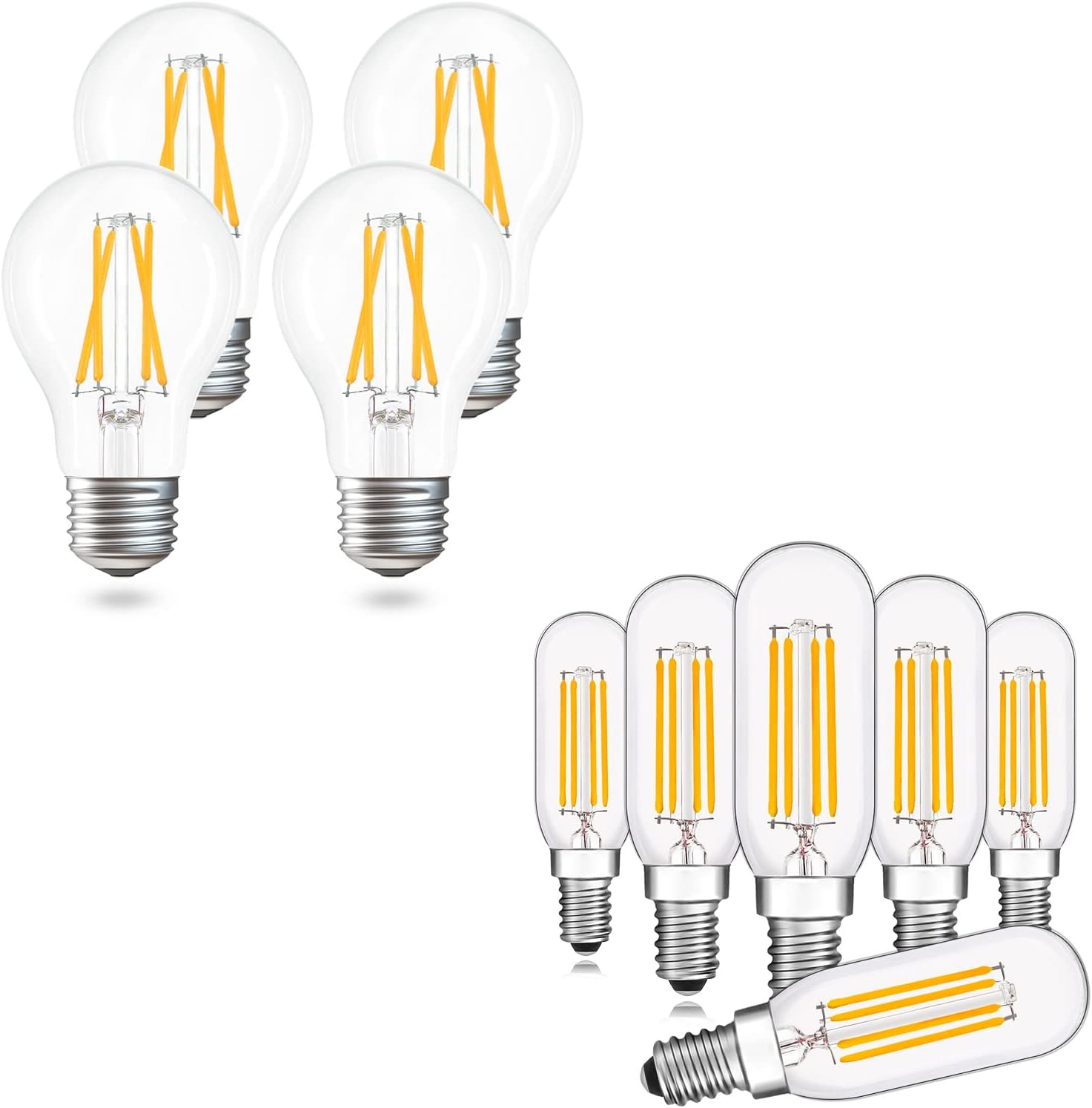 4 Pack 4W E26 12V LED Bulb 40 watt Equivalent [A19] and 6 Pack E12 12