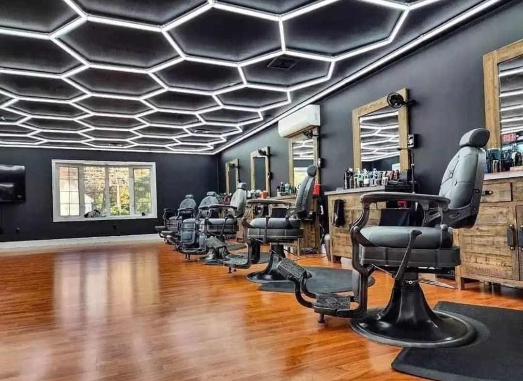 led nido d'ape esagonale luce rombo design moderno barber shop detailing officina soffitto parete garage illuminazione carrozzeria lucidatura auto bar hotel (Senza cornice 4.20 m x3,82m)
