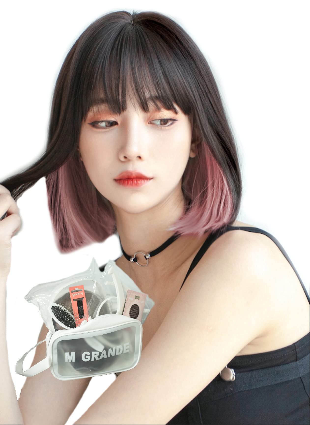 Photo 1 of MGRANDE wig premium line ? active top stylist produce ? 6 items set inner color line women's original wig semi-long small face effect?inner pink bob DY01C?