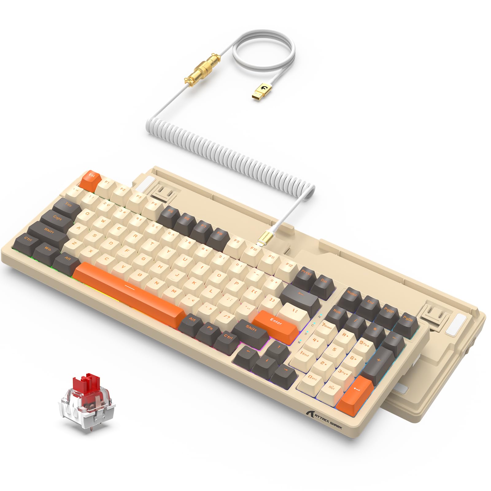 ATTACK SHARK K98 Teclado Gaming Mecánico Hot-Swap Cableado & LIGHTSYNC RGB