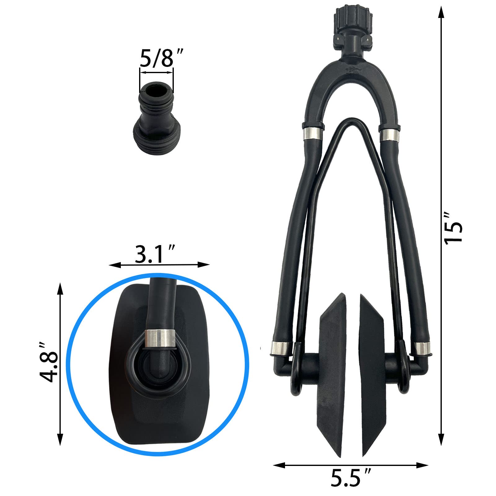 HERCHR Boat Motor Flusher, Nylon Dual Water Feed Rectangular Cup Muffs Outboard Engine Flushing Boat Hardware Accessories for Winterization