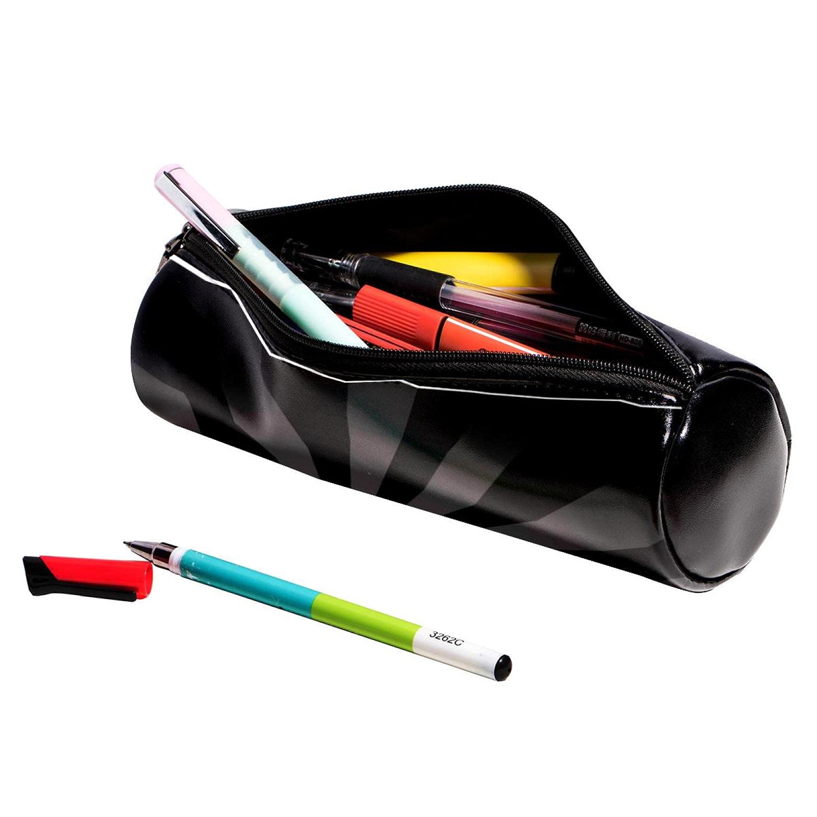 Astuccio in pelle con sfondo nero per penne, matite, portamonete, cosmetici, per studenti, cancelleria, scuola, lavoro, ufficio