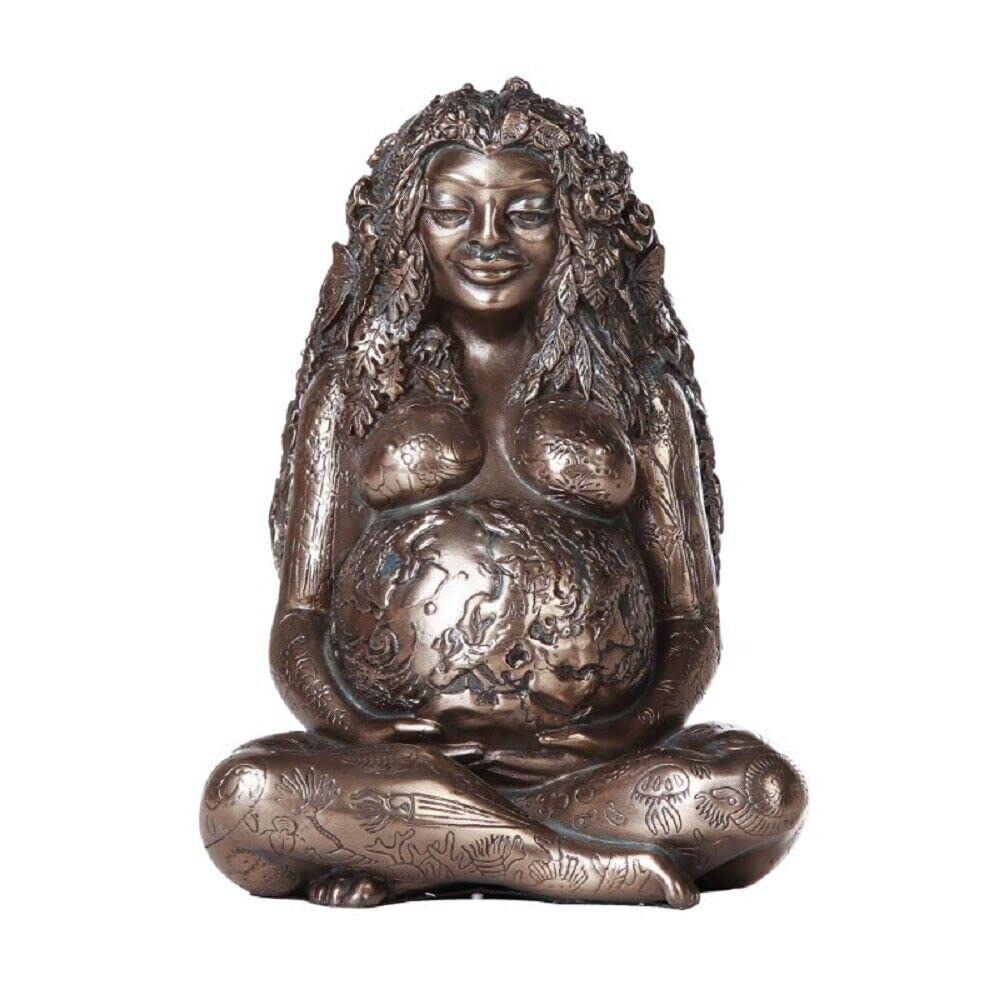 Pacific Giftware Millennial Gaia Mother Earth Goddess Statue by Oberon Zell 7 Inch Tall (Cast Bronze)