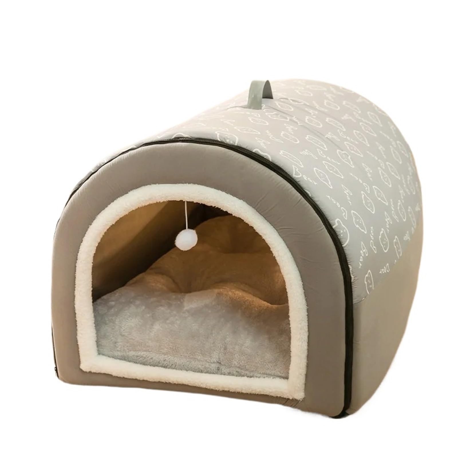 Nid d'hiver chaud pour grand chien lit amovible gris 50x40cm