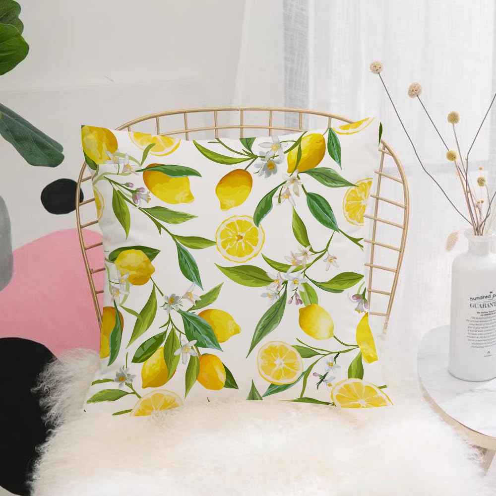 Hyosxw Seamless Floral Pattern. Lemon Fruits Backgr - A1 Cushion Cover,Throw Pillow Case Home Decorative For Living Room Bedroom Sofa Chair 18X18 Inch,Seamless Floral Pattern. Lemon Fruits Background. Flowers Leaves Lemons. Vector,Pillowcase 45X45cm
