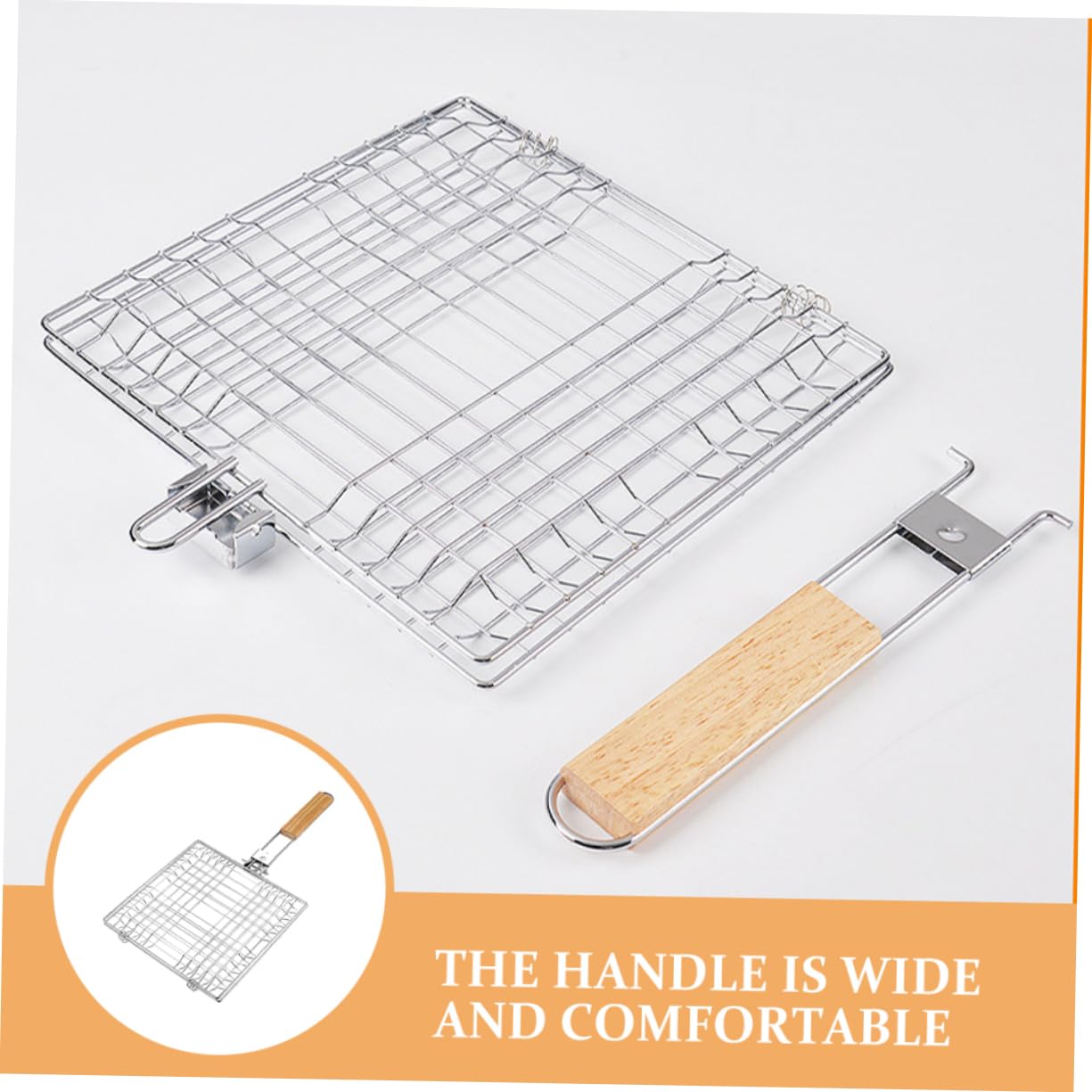 SUPVOX Stainless Steel Grilled Fish Clip Skewers Flat Grilling Basket Grill Basket for Clip Style Grill Mesh Vegetable Grill Rack Beef Grilling Tool Meat Grill Rack