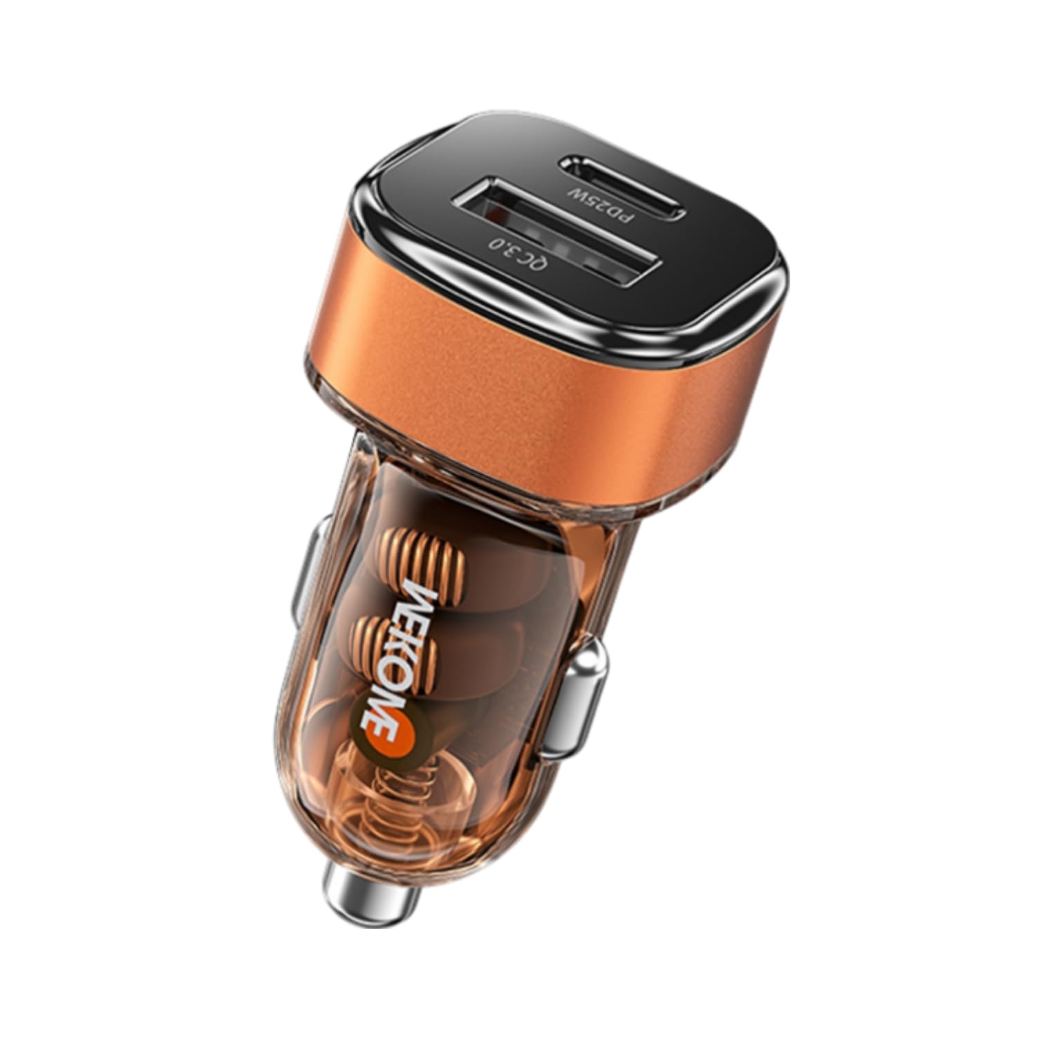 WK LIFE BORN TO LIVE-Car Charger with Transparent A+C Fast Charging, Supporting PD 25W -Orange-image-49