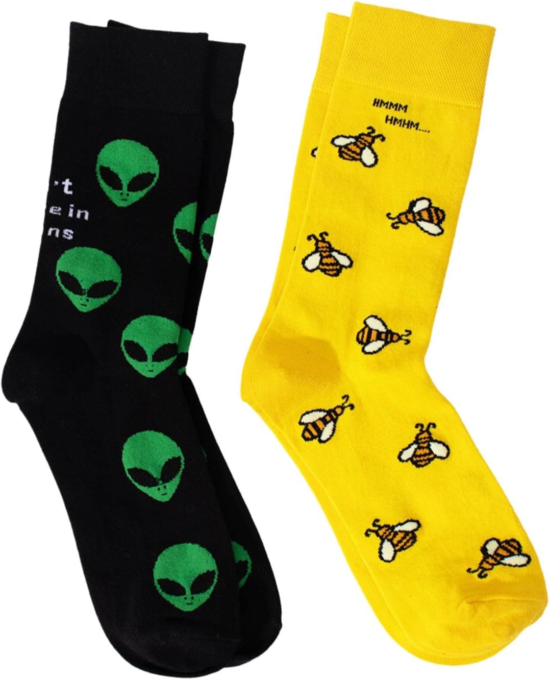 Colourful Quirky Socks - 100% Combed Cotton Funky Printed Socks for Men & Women | Crew Length Socks | Unisex, Breathable, Odour Free, Free Size | Pack of 2 Pairs