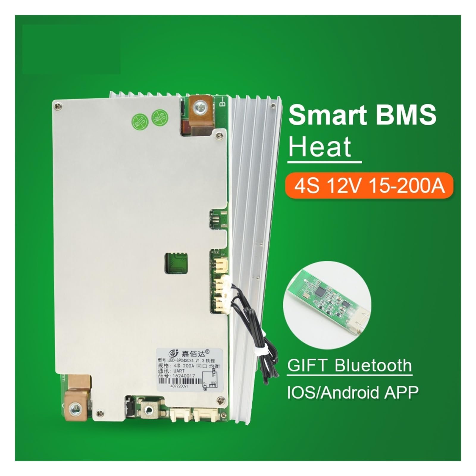 Płyta BMS, Intelintny BMS 4S 200A bezpłatna funkcja ogrzewania UART RS485 bateria litowa Balance Board BMS 3S 12V z Blancer(BT UART,4S LiFePO4 200A)