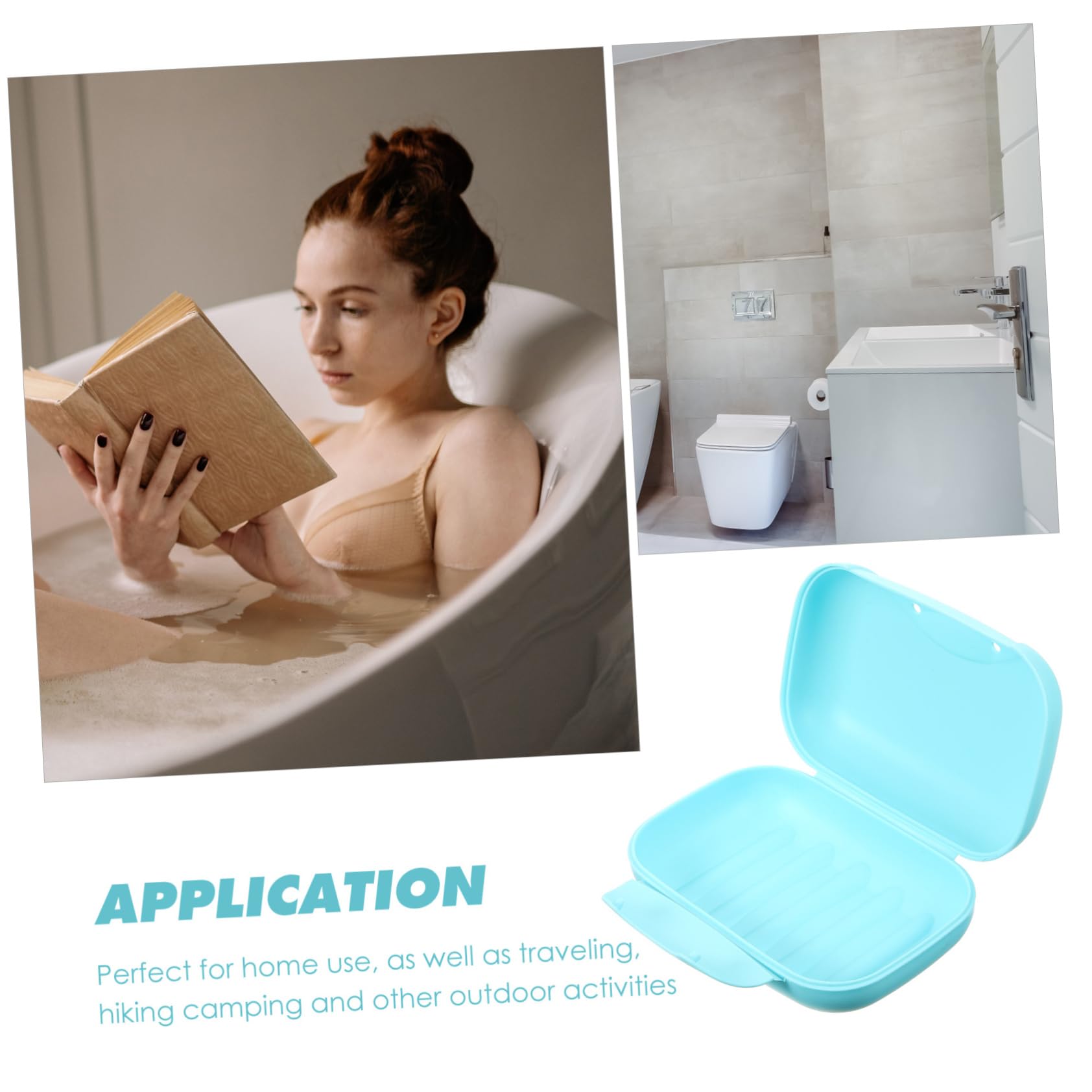 HOLIDYOYO Creative Portable Soap Box Large Leakproof Soap Dish Container for Travel Hiking Camping and Outdoor Activities PP Plastic in Blue