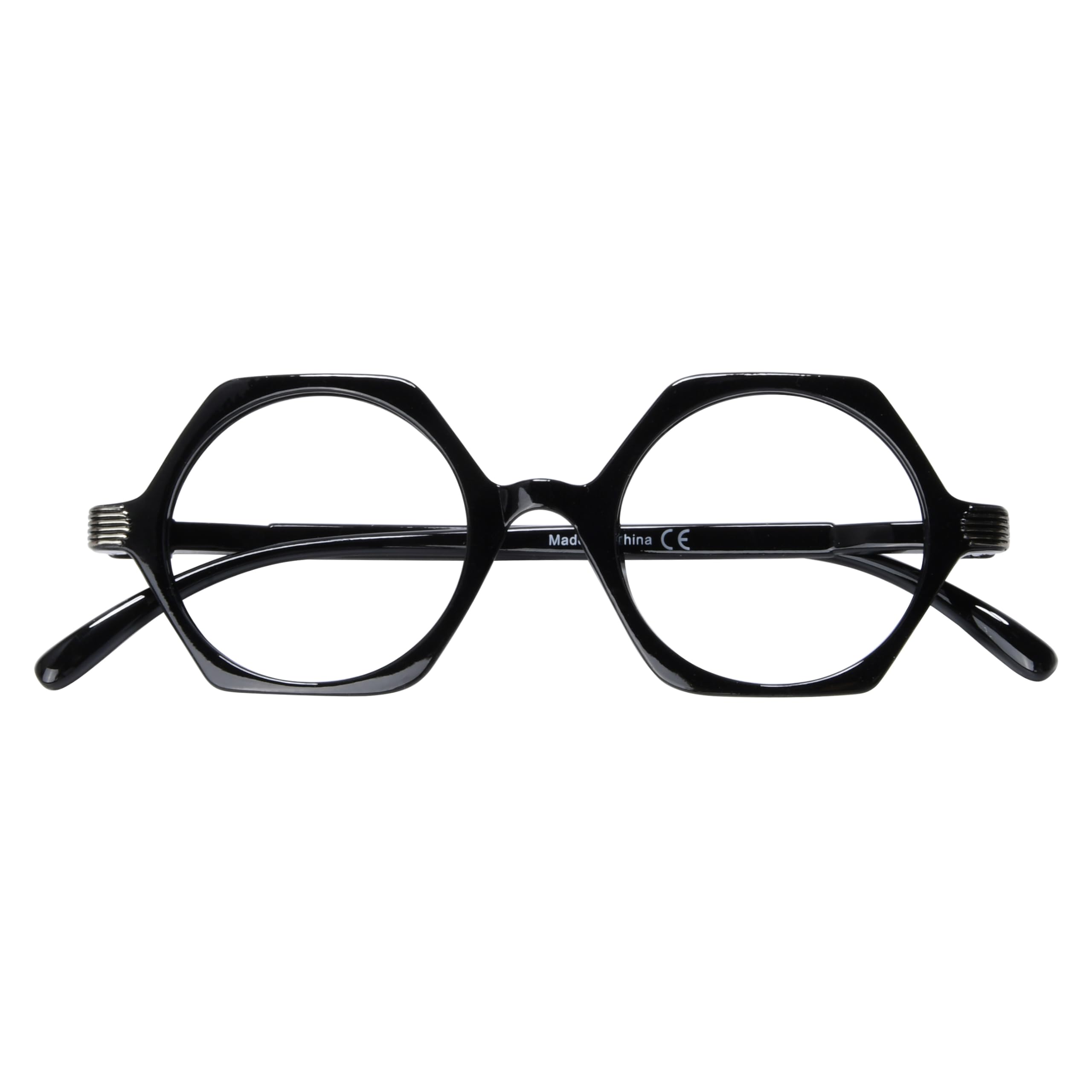 Eyekepper Small Hexagon Glasses for Women Reading - Mini Octagon Reading Eyeglasses Odd Readers Men - Black +1.00