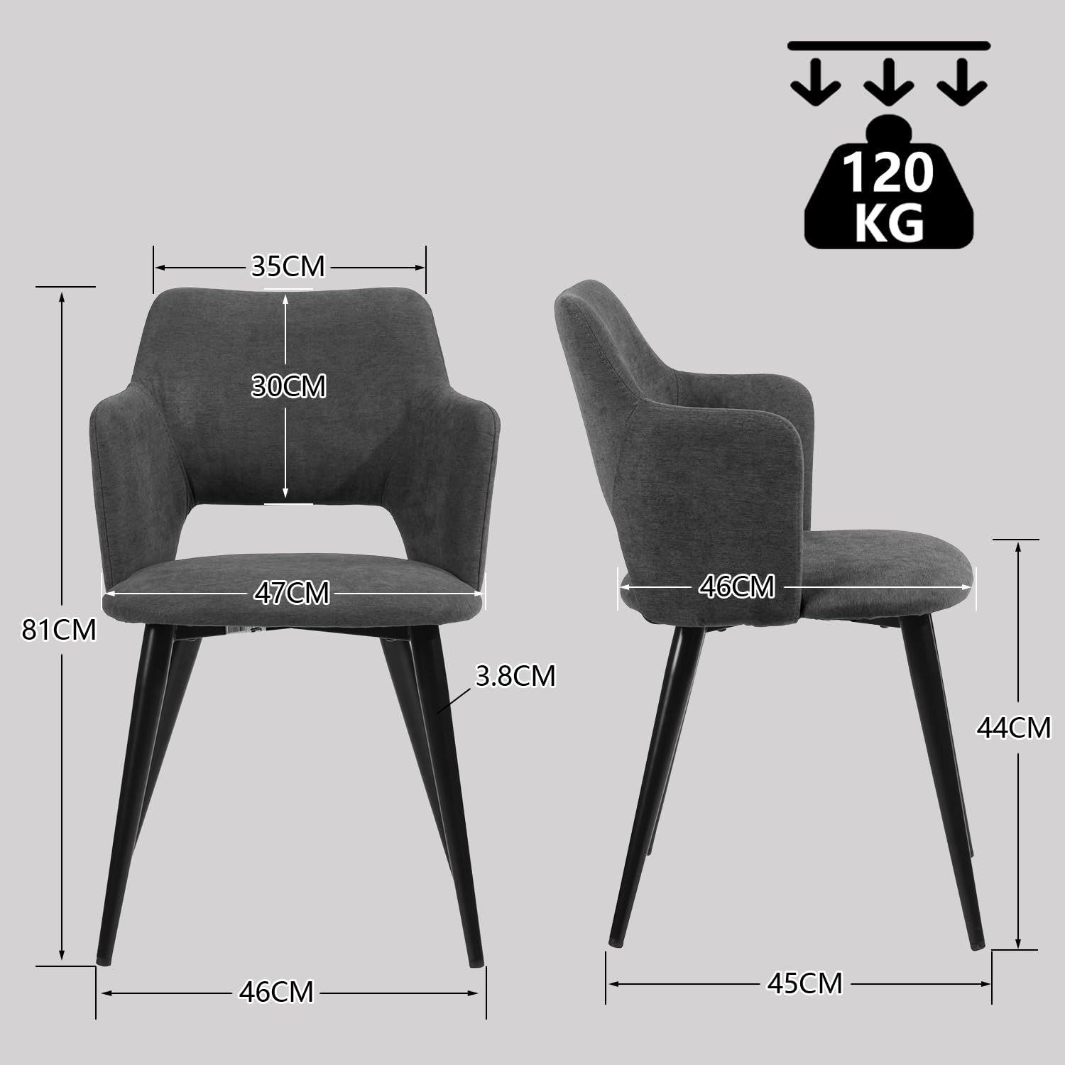 Chaise De Salle à Manger Zack V2 Tissu Blanc Gris | Leroy Merlin - 2