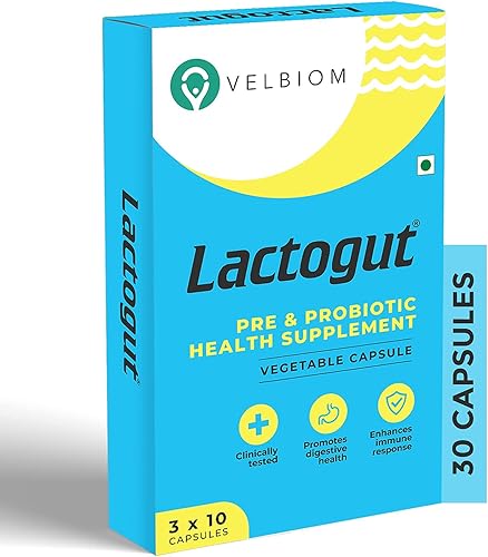 VELBIOM Lactogut Probiotics Suplemento para la inmunidad y la salud digestiva, la salud intestinal multicepa y fórmula preprobiótica específica del
