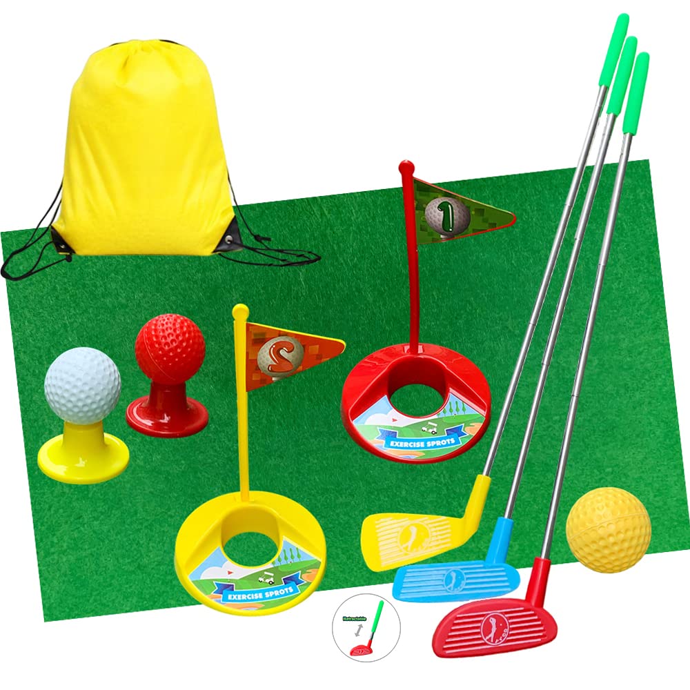 Ssccgym Retractable Alloy KIDSGolf Toy 14PCS Play Set for Children Toddlers Beginners with Green Bag Target Games