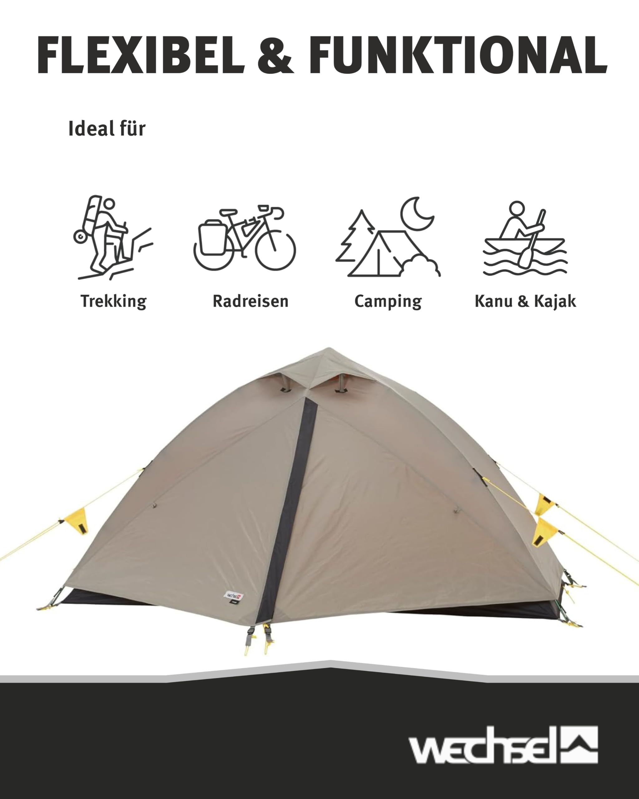 Wechsel Trekkingzelt Charger I Kuppelzelt für 2 Personen I schnell aufbaubares 2-Personen-Zelt I kompakt & transportabel I ideales Outdoor-Zelt für Camping, Wandern & Radreisen