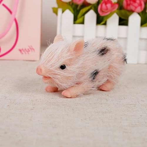 Miniatura 7 de Txkrhwa Muñeca de cerdo de silicona de 4.7 pulgadas, mini muñeca de cerdo de silicona suave y realista con accesorios, lindo cerdo de silicona