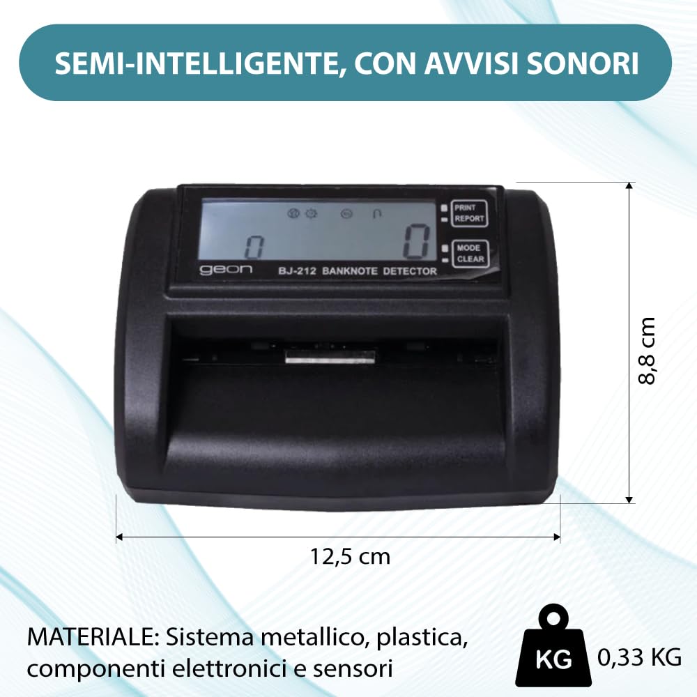 Rilevatore Banconote False UV/MG/IR - Approvato BCE - Funzione Conta Banconote - 0,5 Secondi per Banconota - Multivaluta EUR/GBP/USD - Display LED - Connessione PC/Stampante
