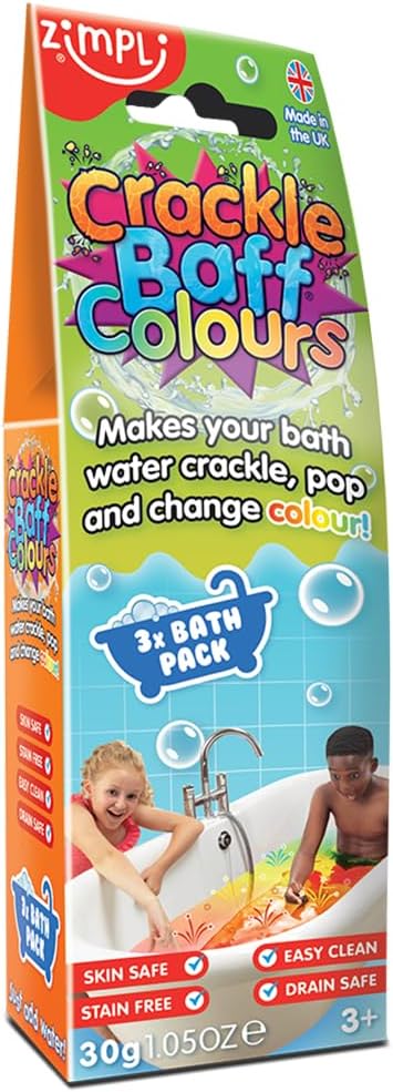 Zimpli Kids, 3 Bath Pack, Make your water Crackle, Pop & Change Colour, Children's Stocking Fillers, Xmas Gifts, Christmas Presents, Crackle Baff 3 Pack, 3 use