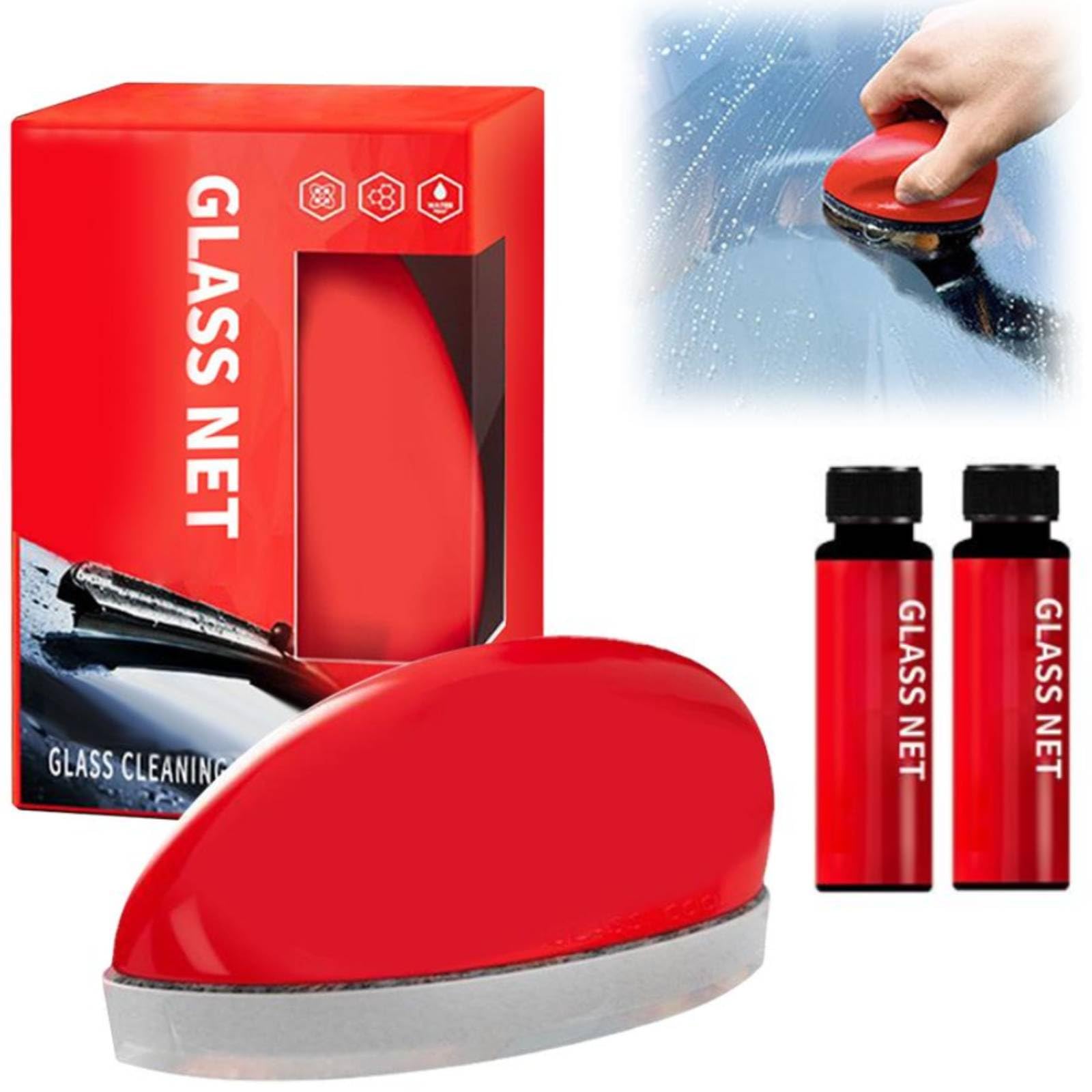 Powerful Windshield Cleaner & Oil Film Remover, Car Glass Cleaning Mouse, Window Glass Cleaner, Auto Interior Exterior Glass Wiper Cleaning Kit, Streak-Free Shine, Without Damaging Glass