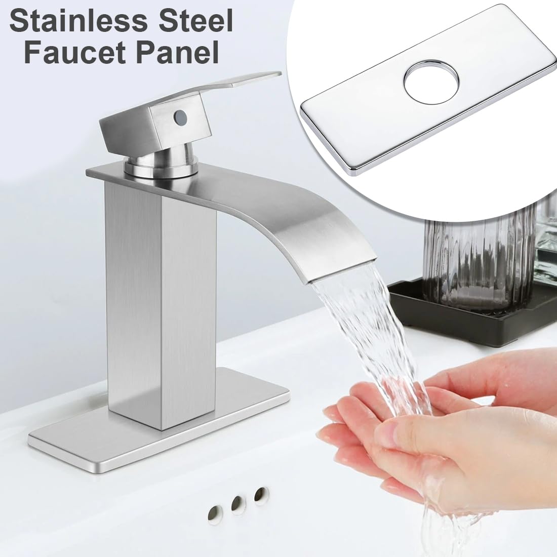 AOYEGIC Lochkappen Abdeckplatte Edelstahl - Wasserhahn Rosette Silber Für Bad & Küche