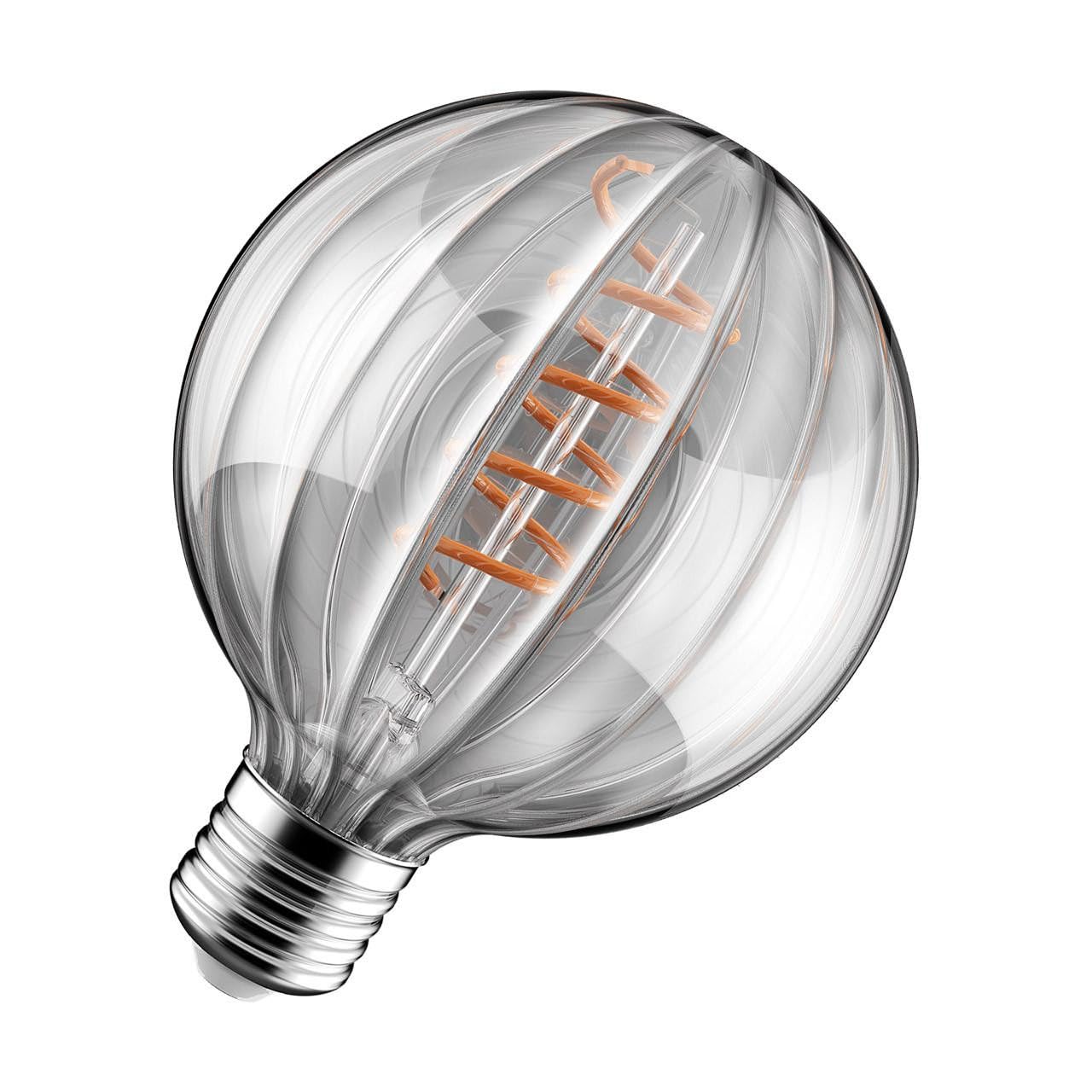 Crompton Lamps LED Decorative E27 Screw Bulb, 95mm x 140mm G95 Globe Spiral Filament Bulb, 3.5W 1800K Extra Warm White 250lm 25W Eqv, Clear Lightbulb, Hanging Lights, Pendant Light, Vintage Lamp
