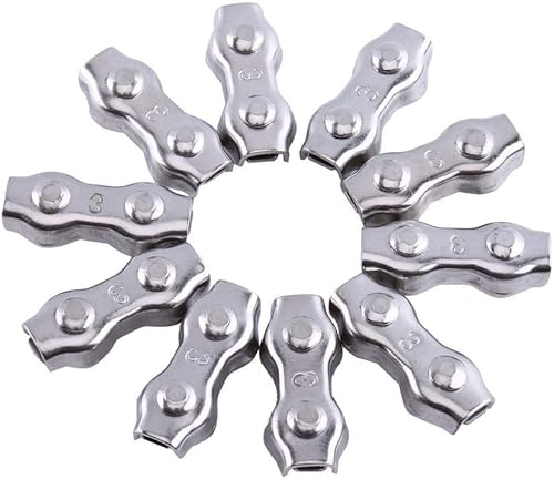 Abrazadera de cuerda de alambre de 0.118 in 10 Uds. M3 de acero inoxidable dúplex cable de alambre abrazaderas pinzas para cables de alambre